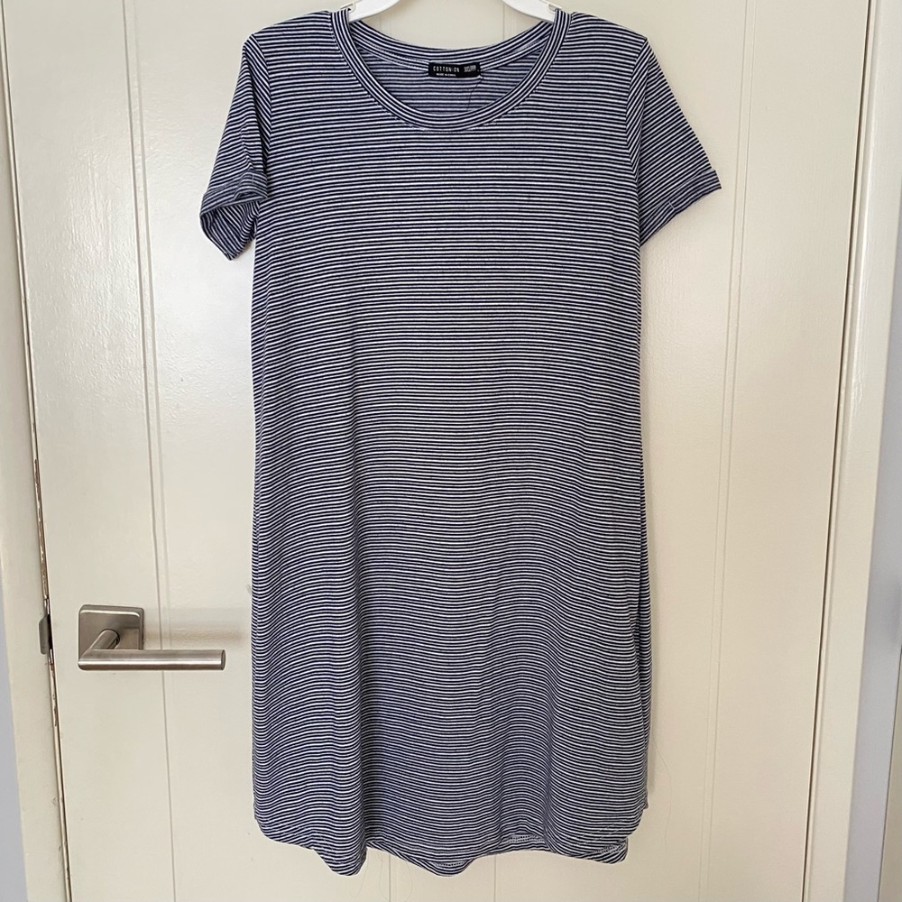 Cotton on navy striped tshirt dress
